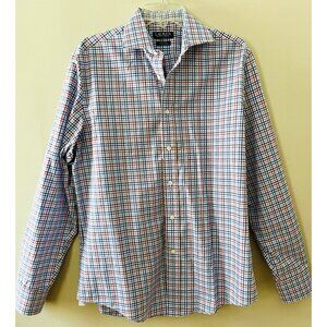 Lauren Ralph Lauren Men Sz M Reg Fit Cotton Plaid Twill Shirt Button Up